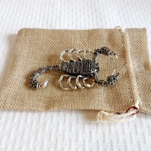 Black Rhinestone Scorpion Pin Broach - Picture 3 of 5